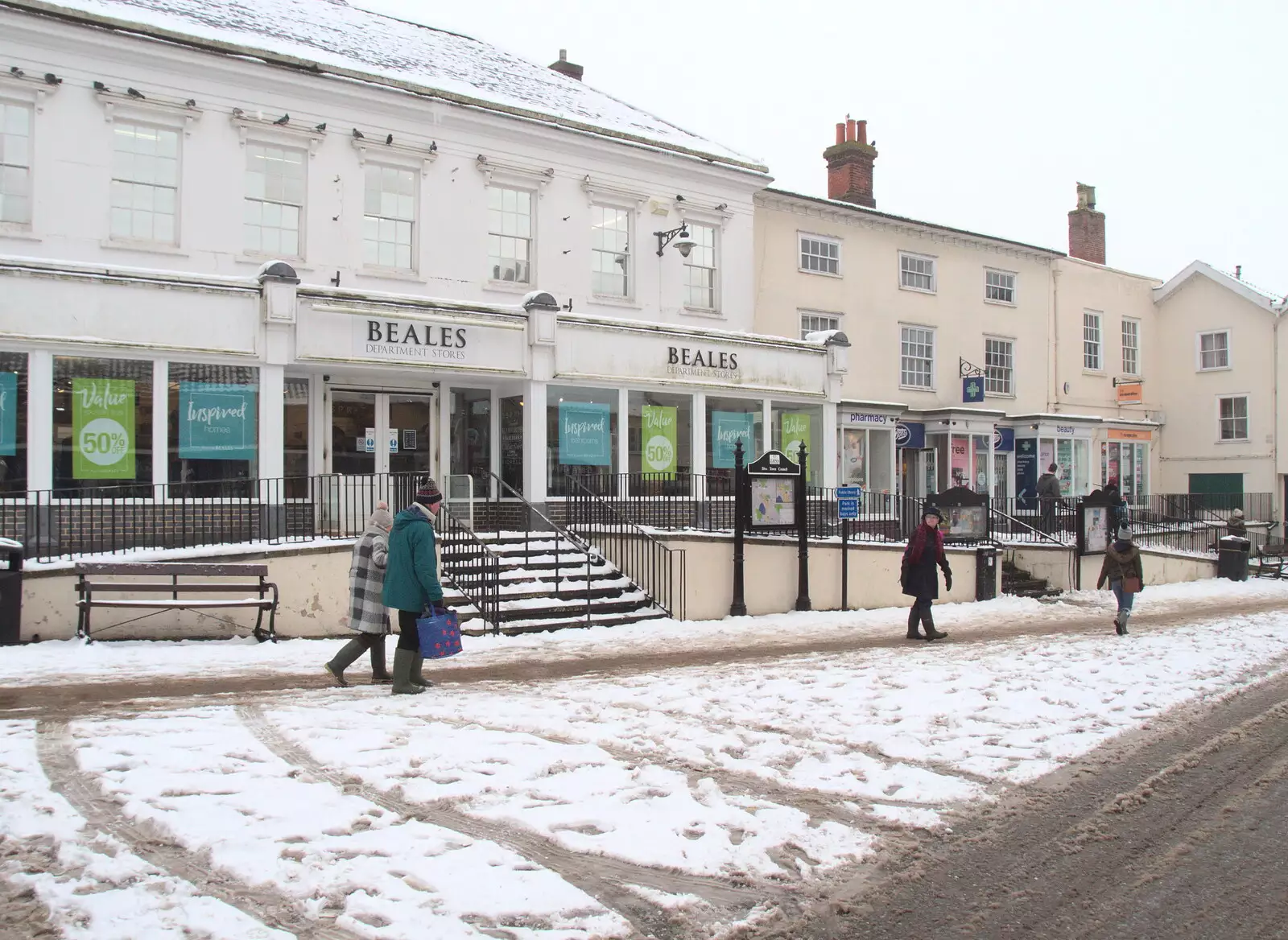 Beales on the Market Place, from More March Snow and a Postcard from Diss, Norfolk - 3rd March 2018