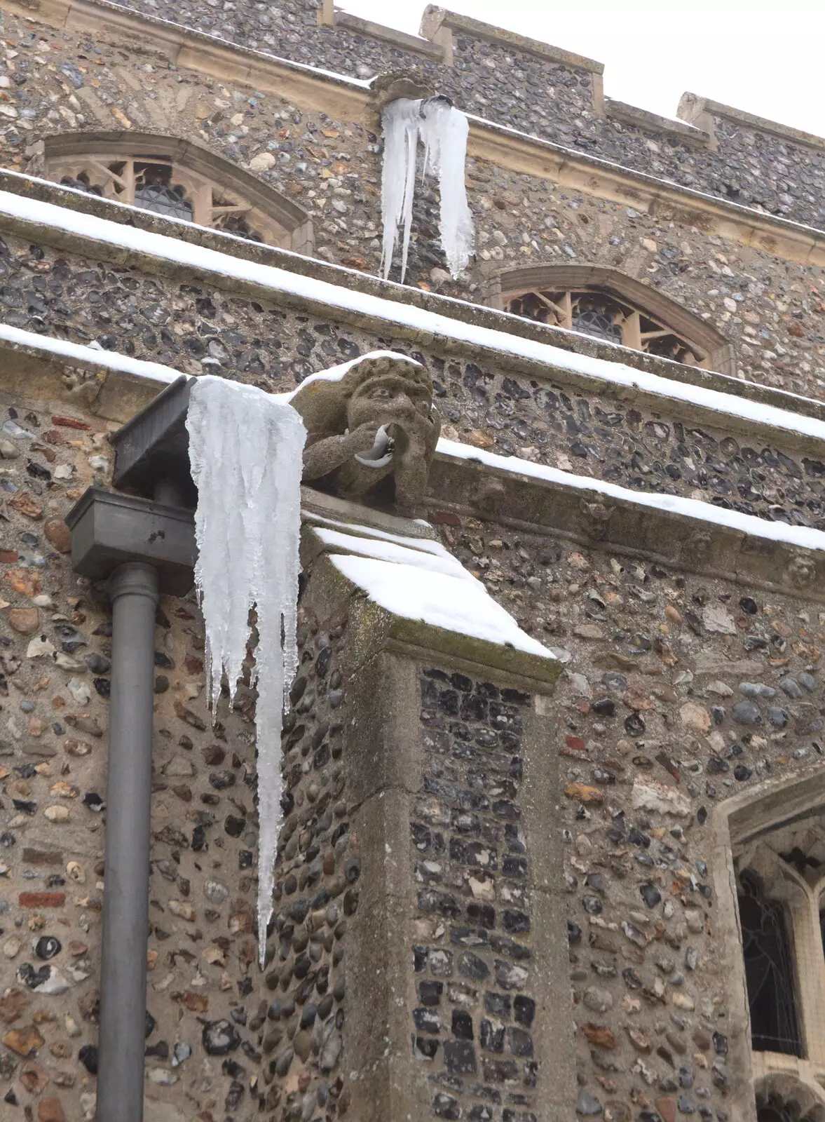 Diss Church has some epic icicles going on, from More March Snow and a Postcard from Diss, Norfolk - 3rd March 2018