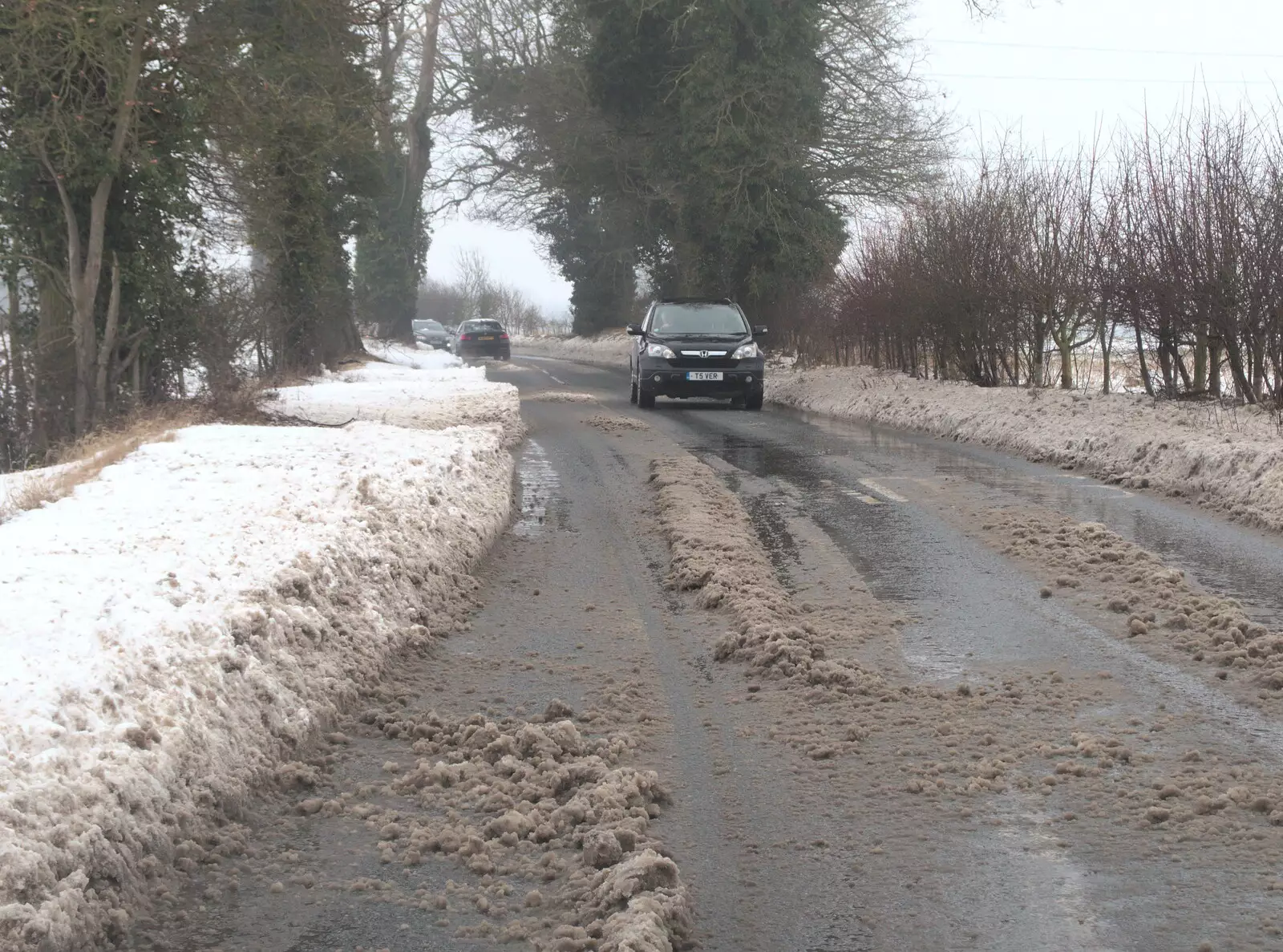 The B1077 from Diss is still bad in places, from More March Snow and a Postcard from Diss, Norfolk - 3rd March 2018