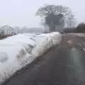 Snowdrifts encroach on the B1077, More March Snow and a Postcard from Diss, Norfolk - 3rd March 2018