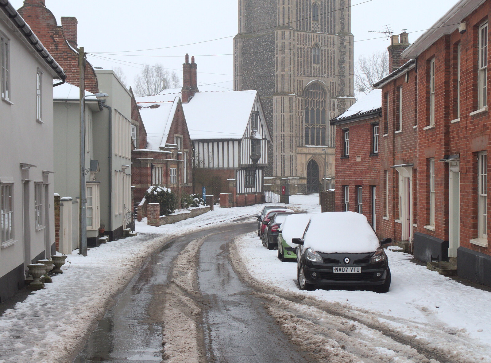 Church Street, looking back towards the church  from More March Snow and a Postcard from Diss, Norfolk - 3rd March 2018