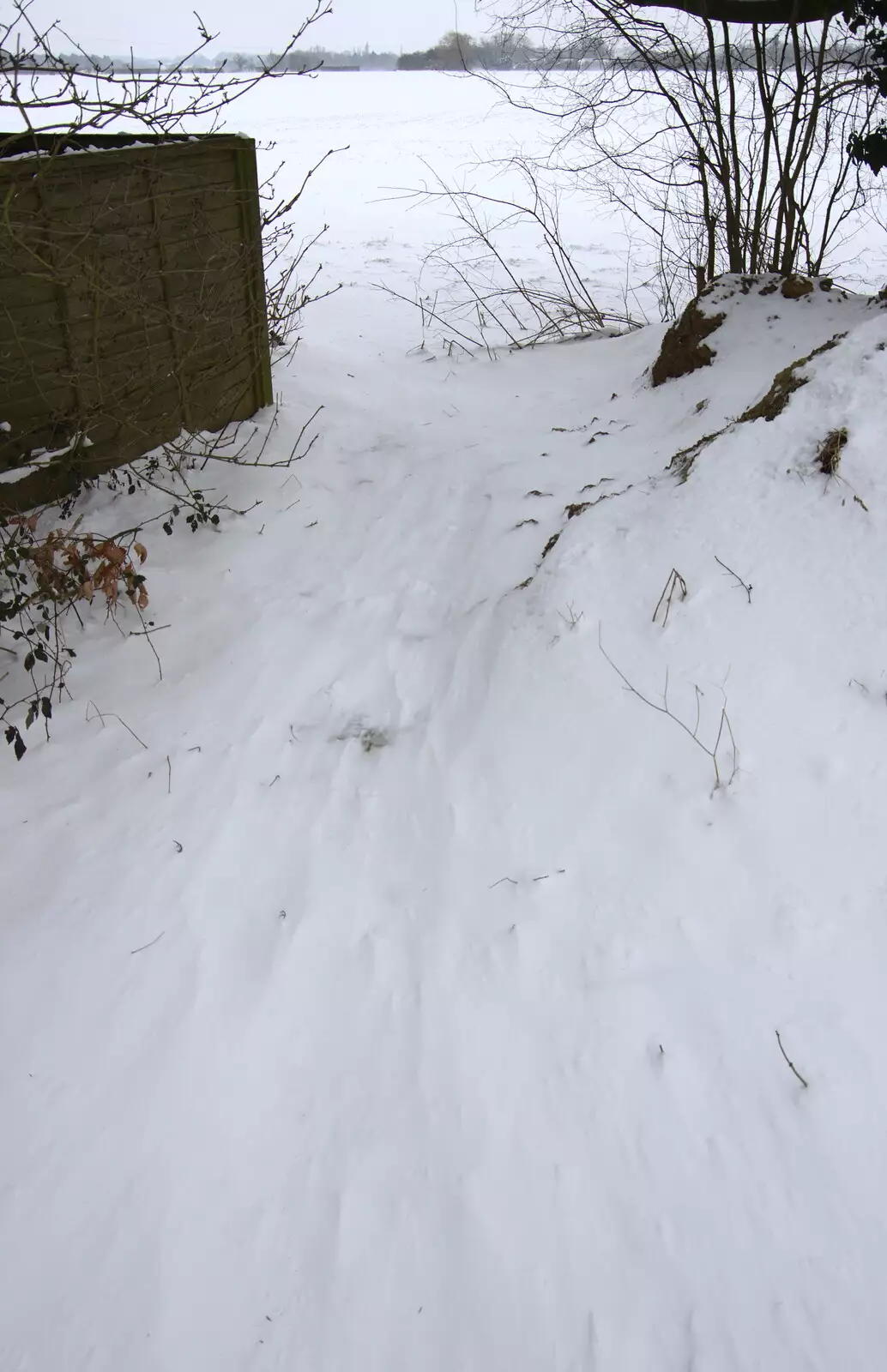 Snow drifts off the back field, from More March Snow and a Postcard from Diss, Norfolk - 3rd March 2018