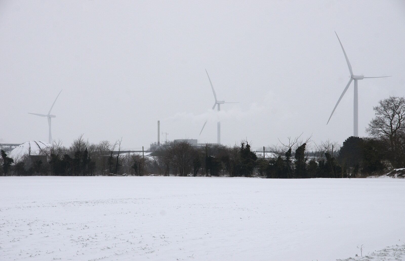 The wind turbines of Eye Airfield from More March Snow and a Postcard from Diss, Norfolk - 3rd March 2018