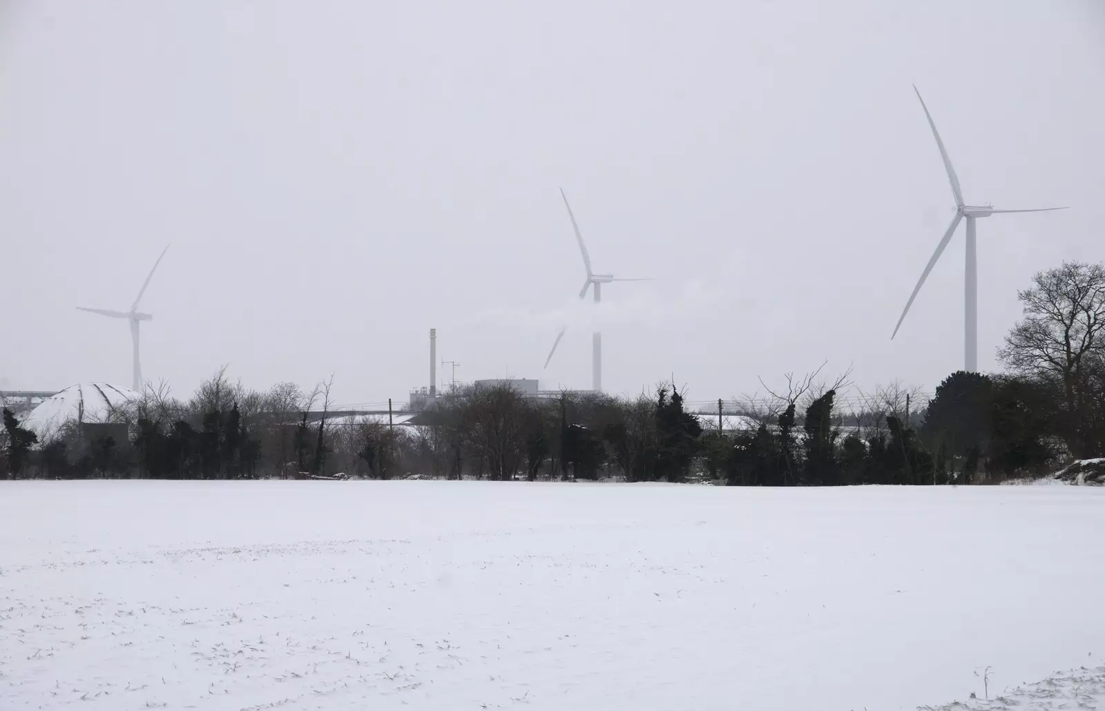 The wind turbines of Eye Airfield, from More March Snow and a Postcard from Diss, Norfolk - 3rd March 2018