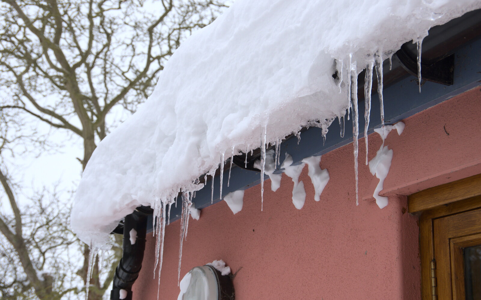 Icicles on the house from More March Snow and a Postcard from Diss, Norfolk - 3rd March 2018