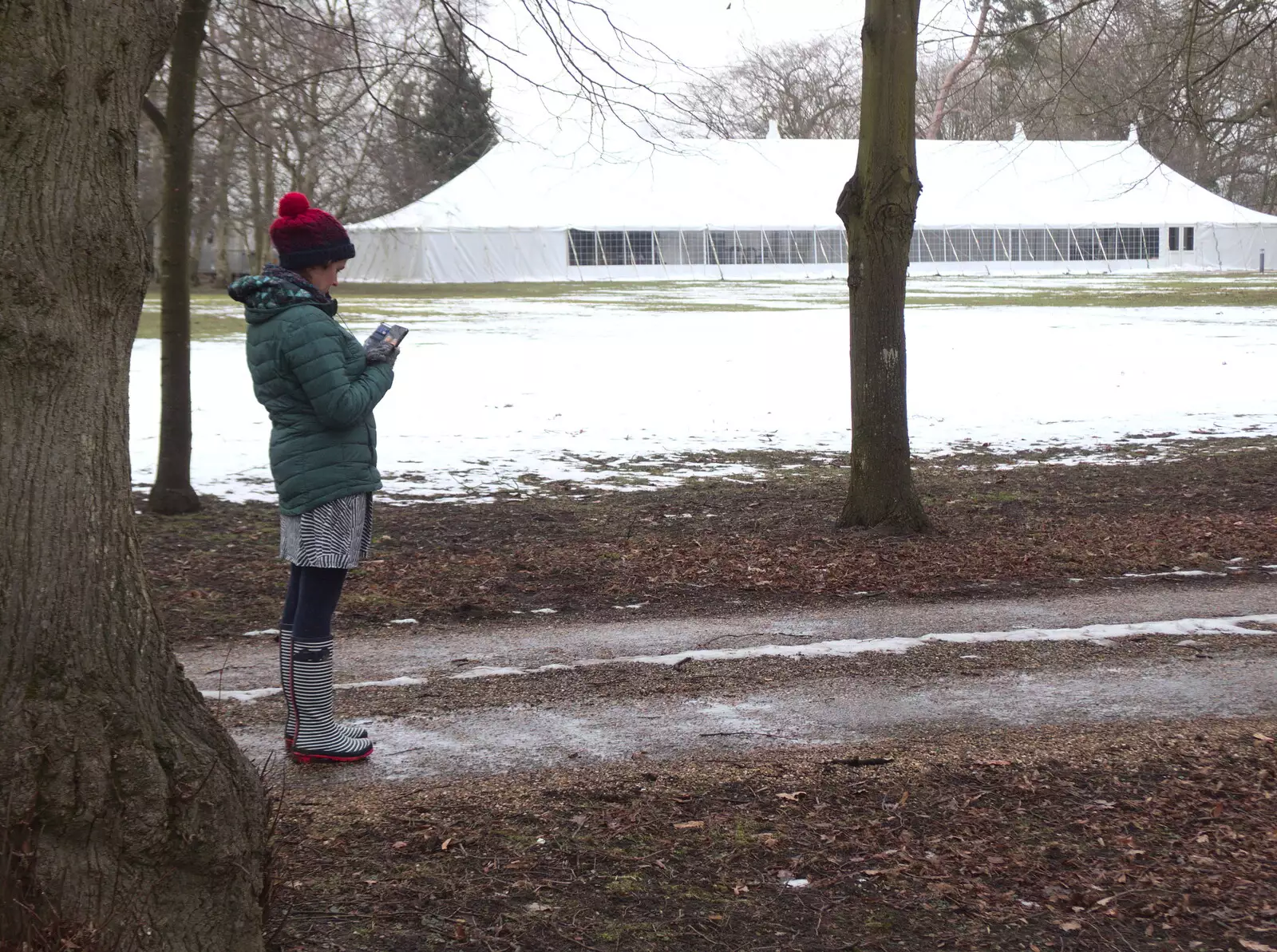 Isobel's on the phone, from The End of the Beast (From the East), Brome, Suffolk - 4th March 2018