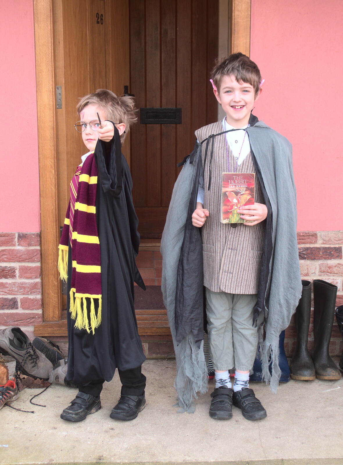 Harry and Fred dress up for World Book Day from The End of the Beast (From the East), Brome, Suffolk - 4th March 2018