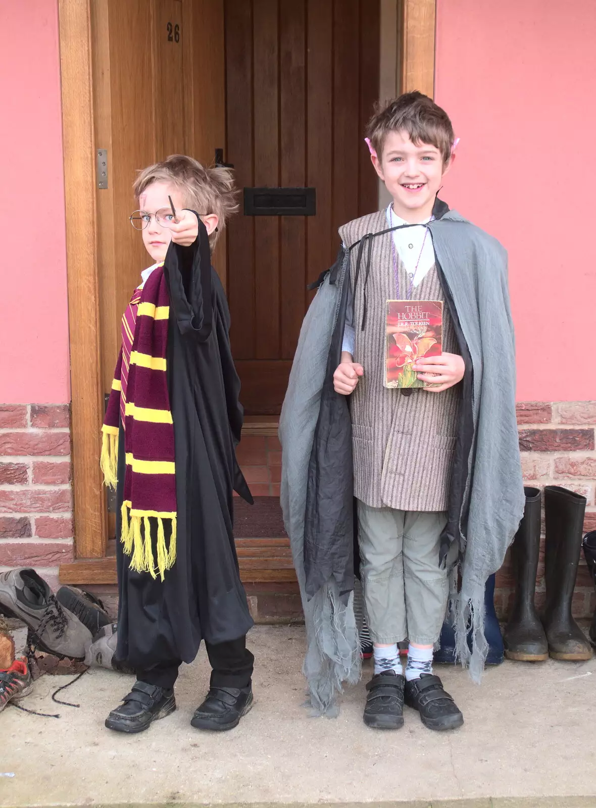 Harry and Fred dress up for World Book Day, from The End of the Beast (From the East), Brome, Suffolk - 4th March 2018