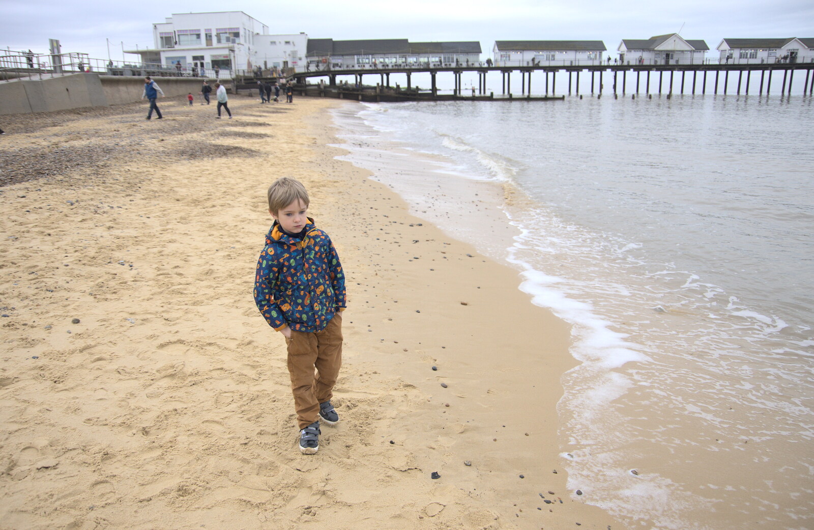 Harry looks 'meh' on the beach from A Southwold Car Picnic, Southwold, Suffolk - 11th March 2018