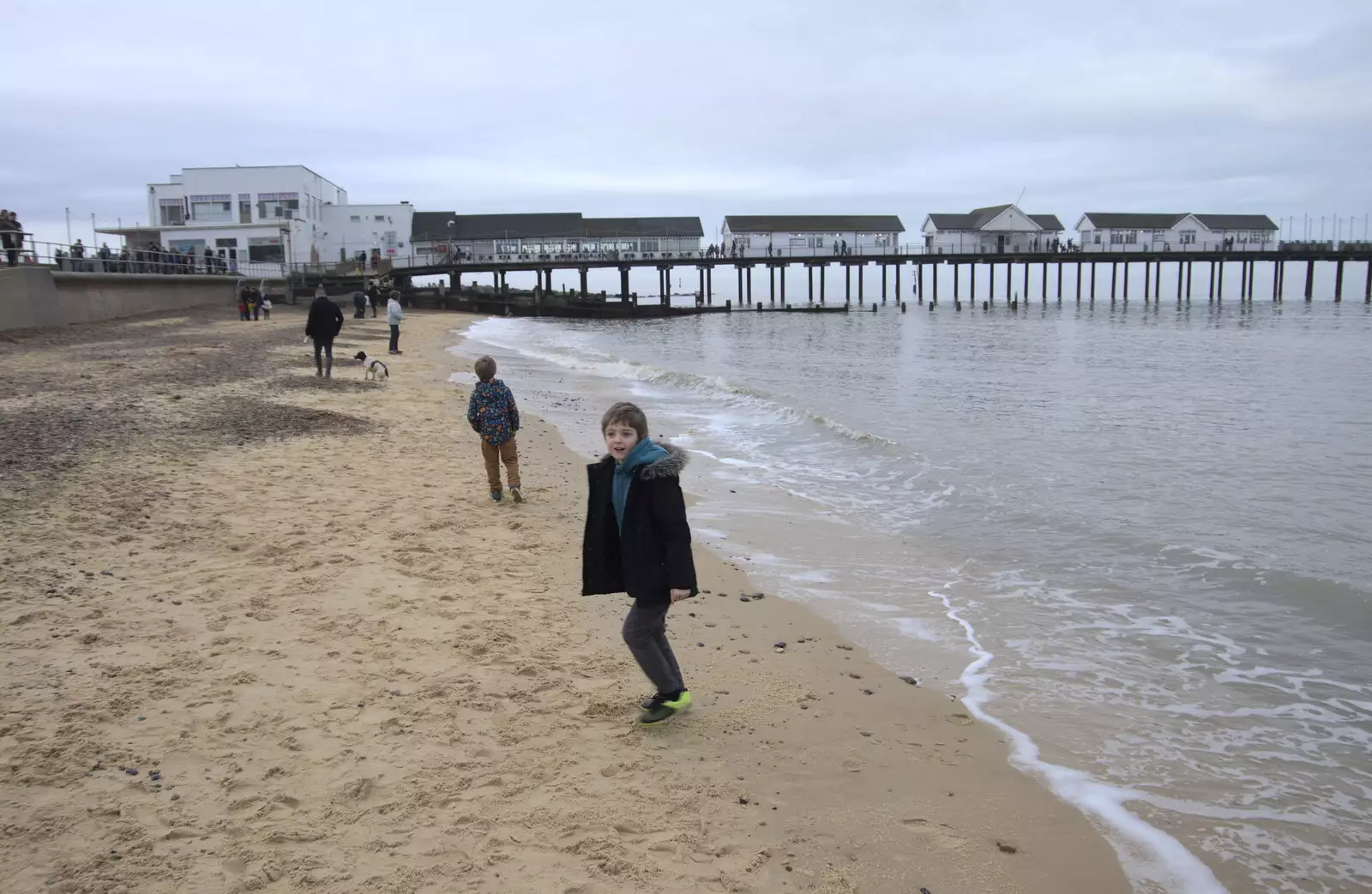 Fred on the beach, from A Southwold Car Picnic, Southwold, Suffolk - 11th March 2018