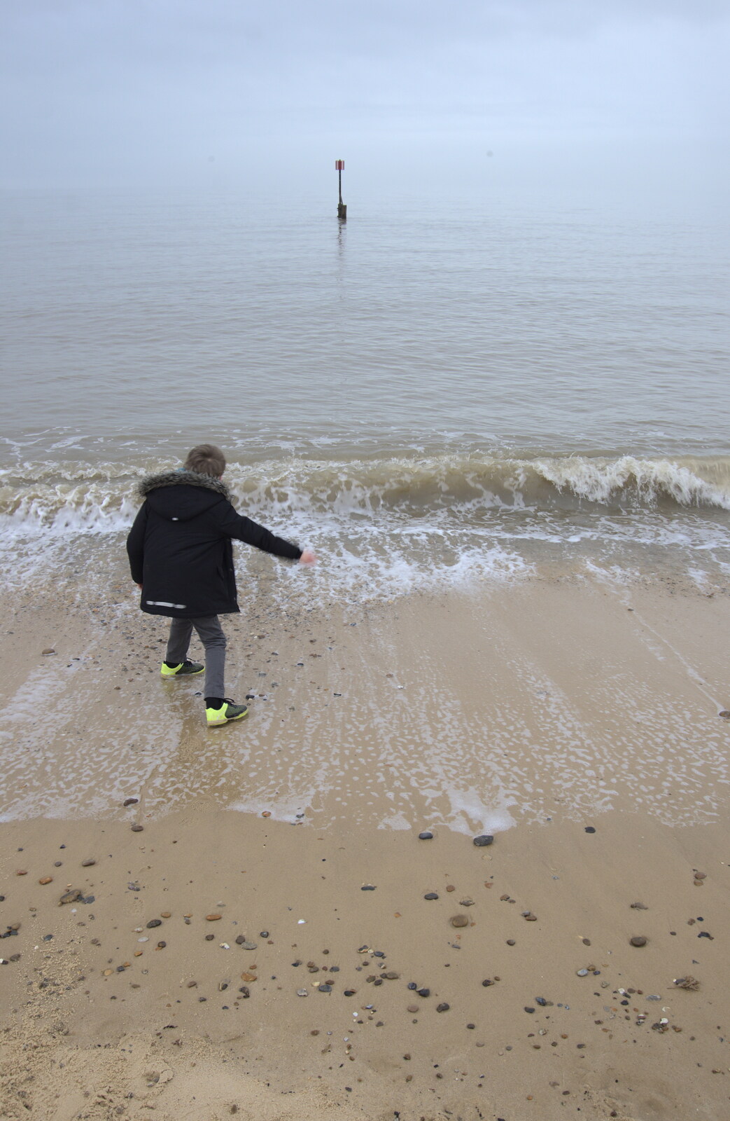 Fred does some skimming from A Southwold Car Picnic, Southwold, Suffolk - 11th March 2018