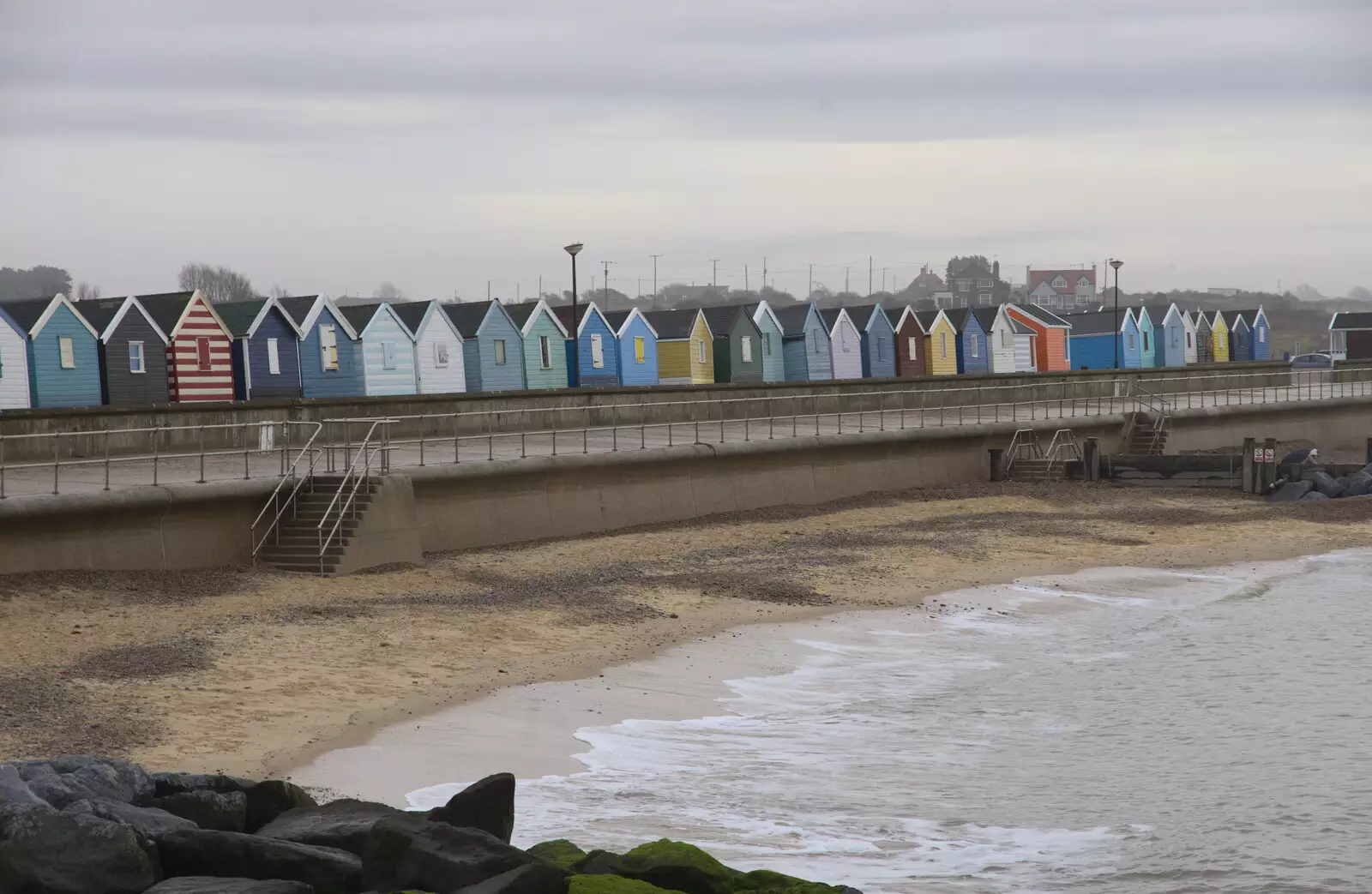 Beach huts are piled into the car park for winter, from A Southwold Car Picnic, Southwold, Suffolk - 11th March 2018