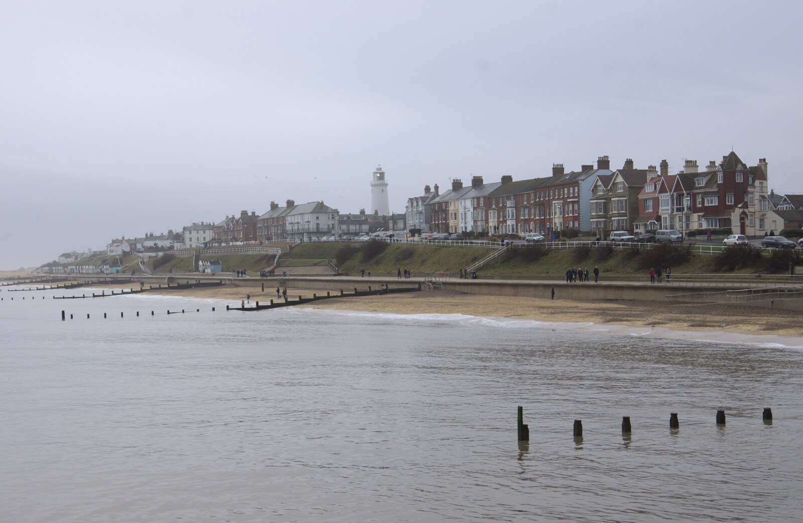Classic view of Southwold from halfway up the pier from A Southwold Car Picnic, Southwold, Suffolk - 11th March 2018