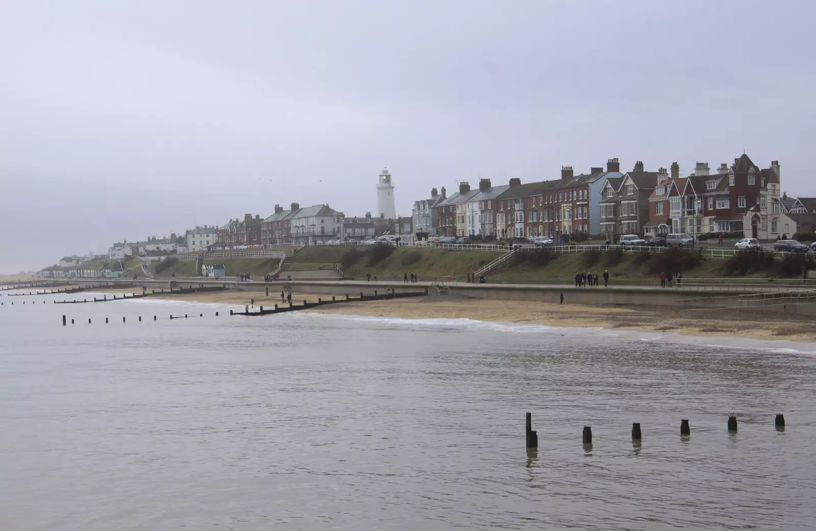 Classic view of Southwold from halfway up the pier, from A Southwold Car Picnic, Southwold, Suffolk - 11th March 2018