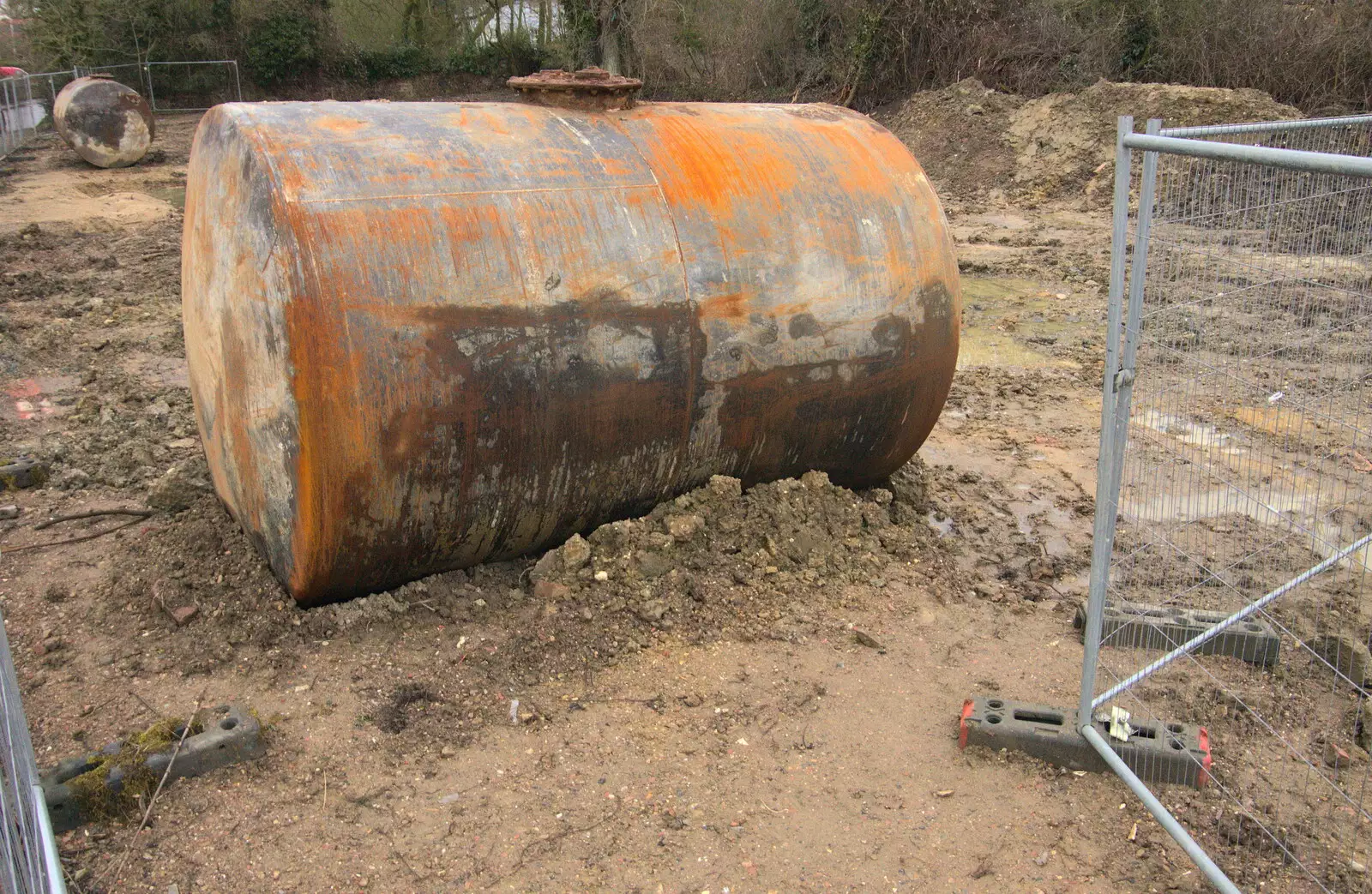 An old petrol station tank has been dug up, from A Southwold Car Picnic, Southwold, Suffolk - 11th March 2018