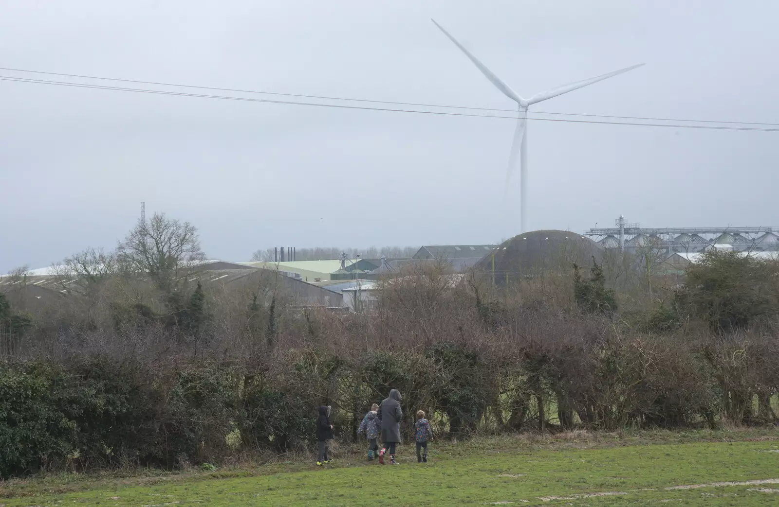 Fred and Harry wander across the field, from A Southwold Car Picnic, Southwold, Suffolk - 11th March 2018