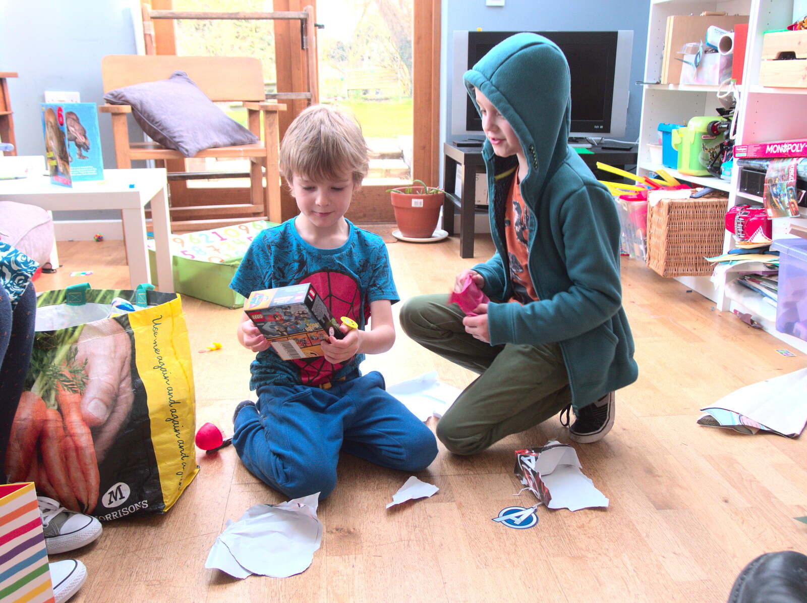 Harry gets some Lego from Harry's Monsters Party, Diss, Norfolk - 25th March 2018