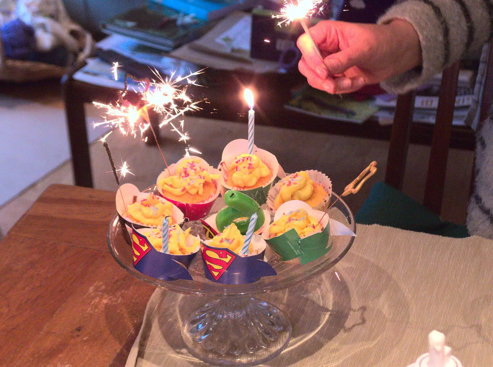 Sparkler cake action, from Trackside Graffiti, and Harry's Cake, London and Suffolk - 28th March 2018