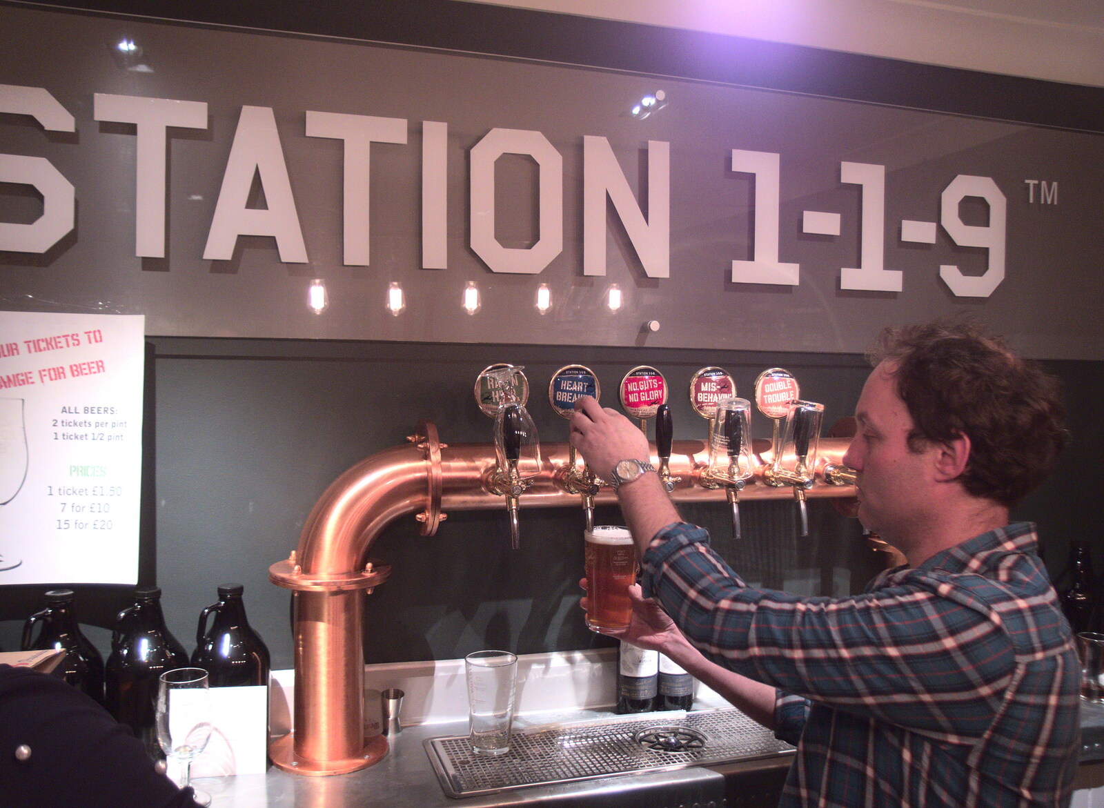 Mark pours a beer from Elvis Lives! (in a Brewery), Station 119, Eye, Suffolk - 29th March 2018