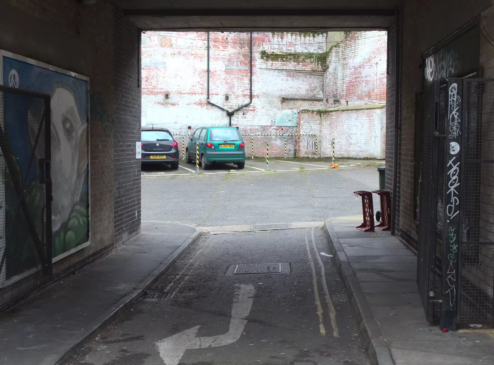 Gloomy entrance to a car park, from A Couple of Trips to Norwich, Norfolk - 31st March 2018