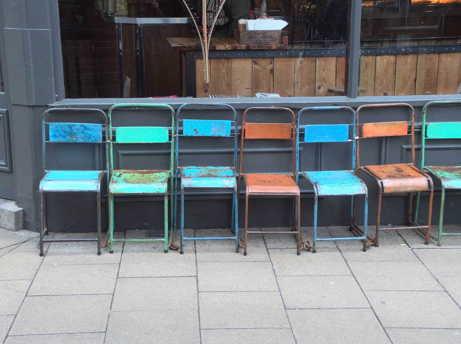 Funky chairs outside the Grosvenor Fish Bar from A Couple of Trips to Norwich, Norfolk - 31st March 2018