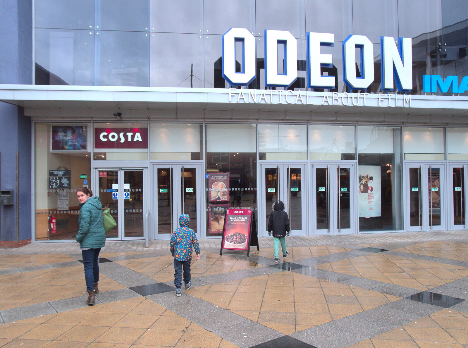 The gang heads into the Odeon cinema from A Couple of Trips to Norwich, Norfolk - 31st March 2018