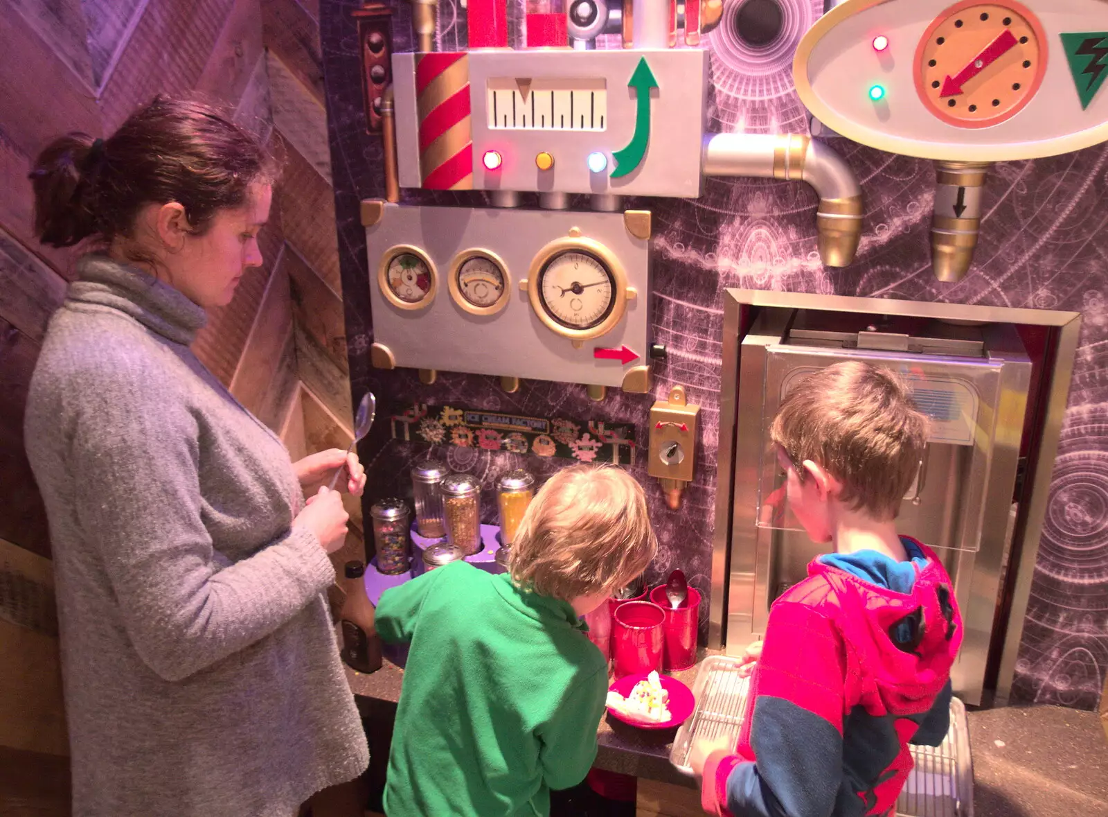 Isobel supervises a trip to the ice-cream factory, from A Couple of Trips to Norwich, Norfolk - 31st March 2018