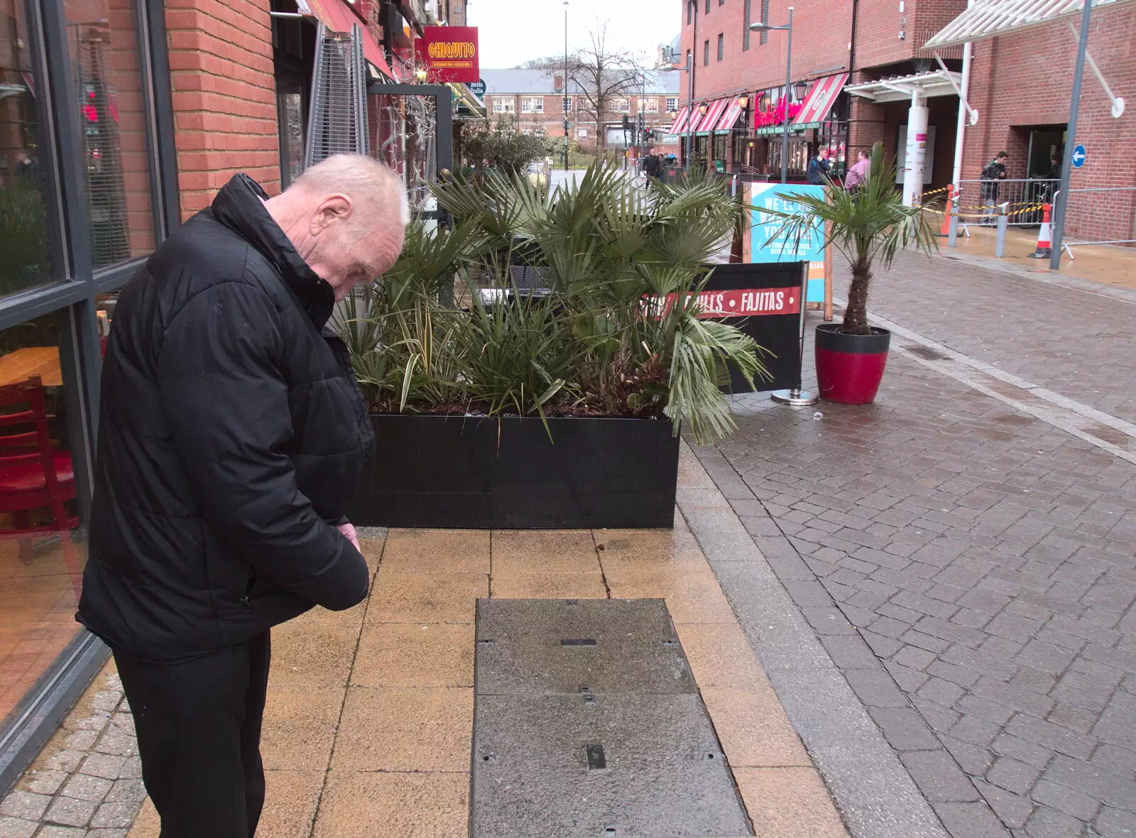 Grandad does his coat up, from A Couple of Trips to Norwich, Norfolk - 31st March 2018