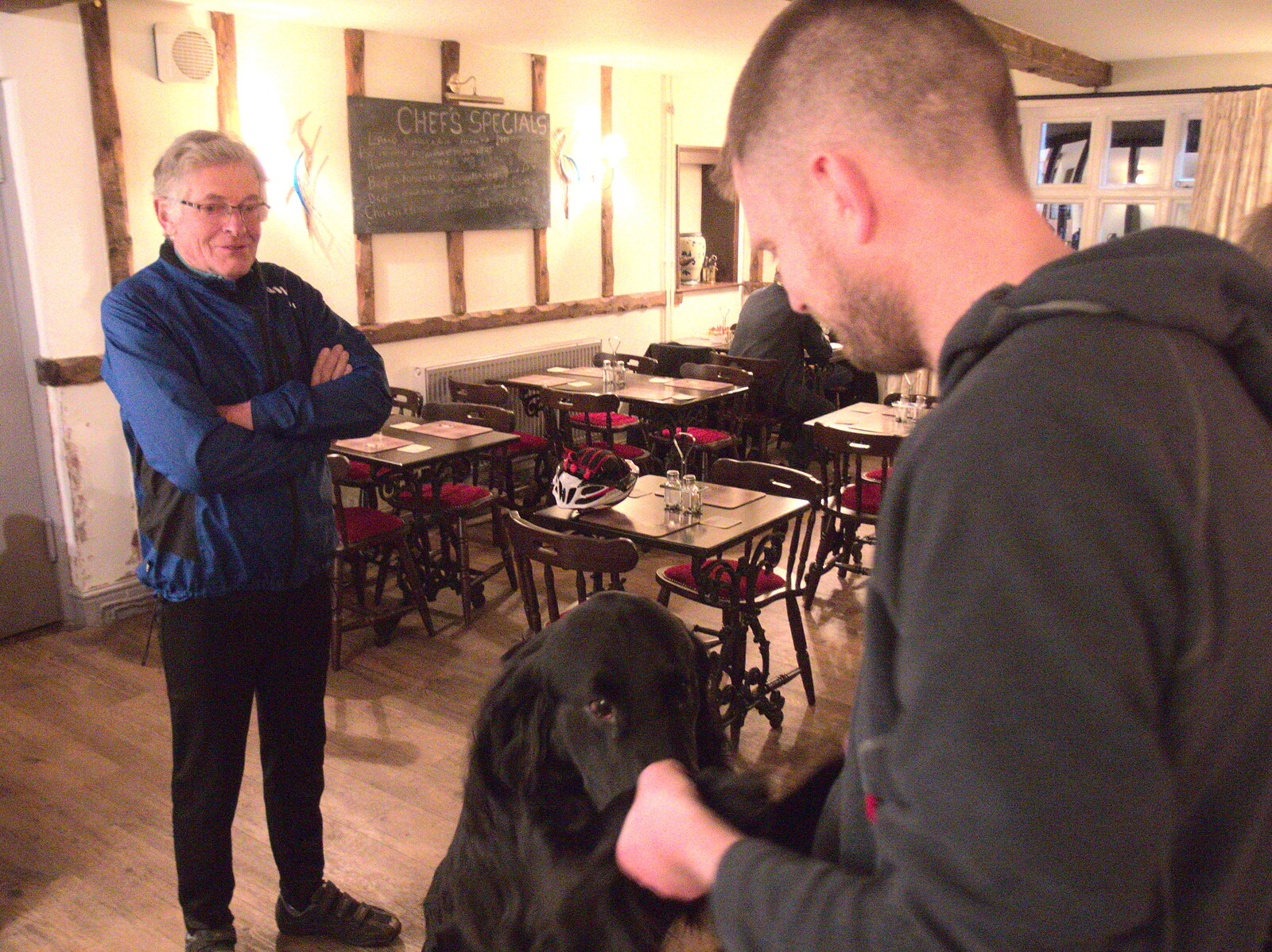 The Boy Phil says hello to a dog from Darts at the Beaky, and a Visit From Brussels, Occold and Thorndon, Suffolk - 9th April 2018