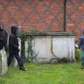 Elliot, Fred and Harry in the churchyard, Darts at the Beaky, and a Visit From Brussels, Occold and Thorndon, Suffolk - 9th April 2018