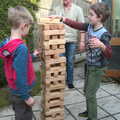 Fred and Harry play Jenga, An Afternoon Round Gaz and Sandie's, Eye, Suffolk - 14th April 2018