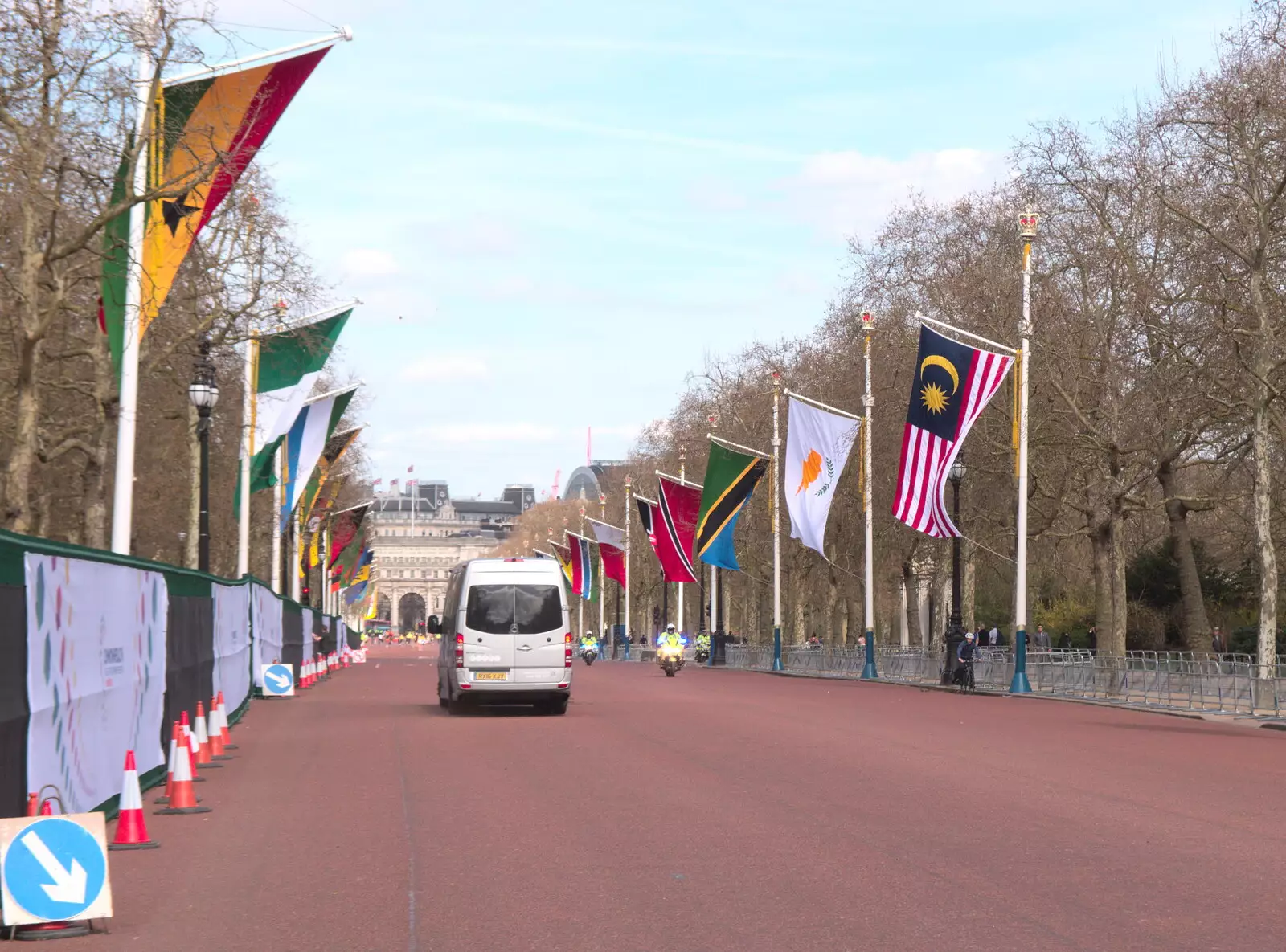 International flags on The Mall, from Commonwealth Chaos, and the BSCC at Gissing, London and Norfolk - 18th April 2018