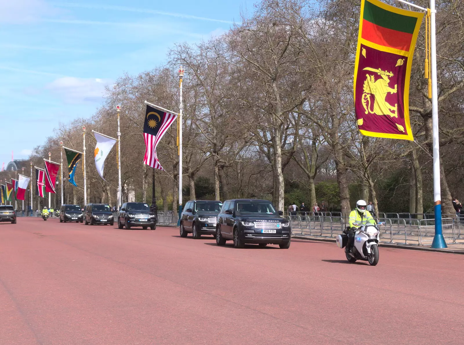 A motorcade of Government types, from Commonwealth Chaos, and the BSCC at Gissing, London and Norfolk - 18th April 2018