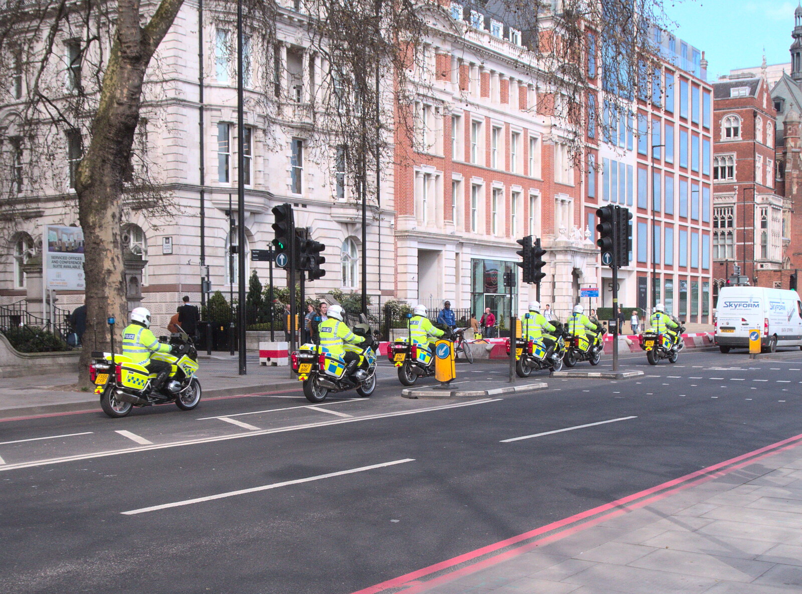 A herd of motorbike rozzers on Embankment from Commonwealth Chaos, and the BSCC at Gissing, London and Norfolk - 18th April 2018