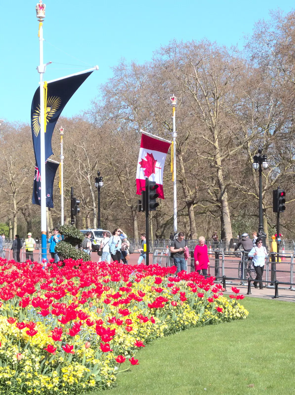 Bright flowers at the top of the Mall, from Commonwealth Chaos, and the BSCC at Gissing, London and Norfolk - 18th April 2018