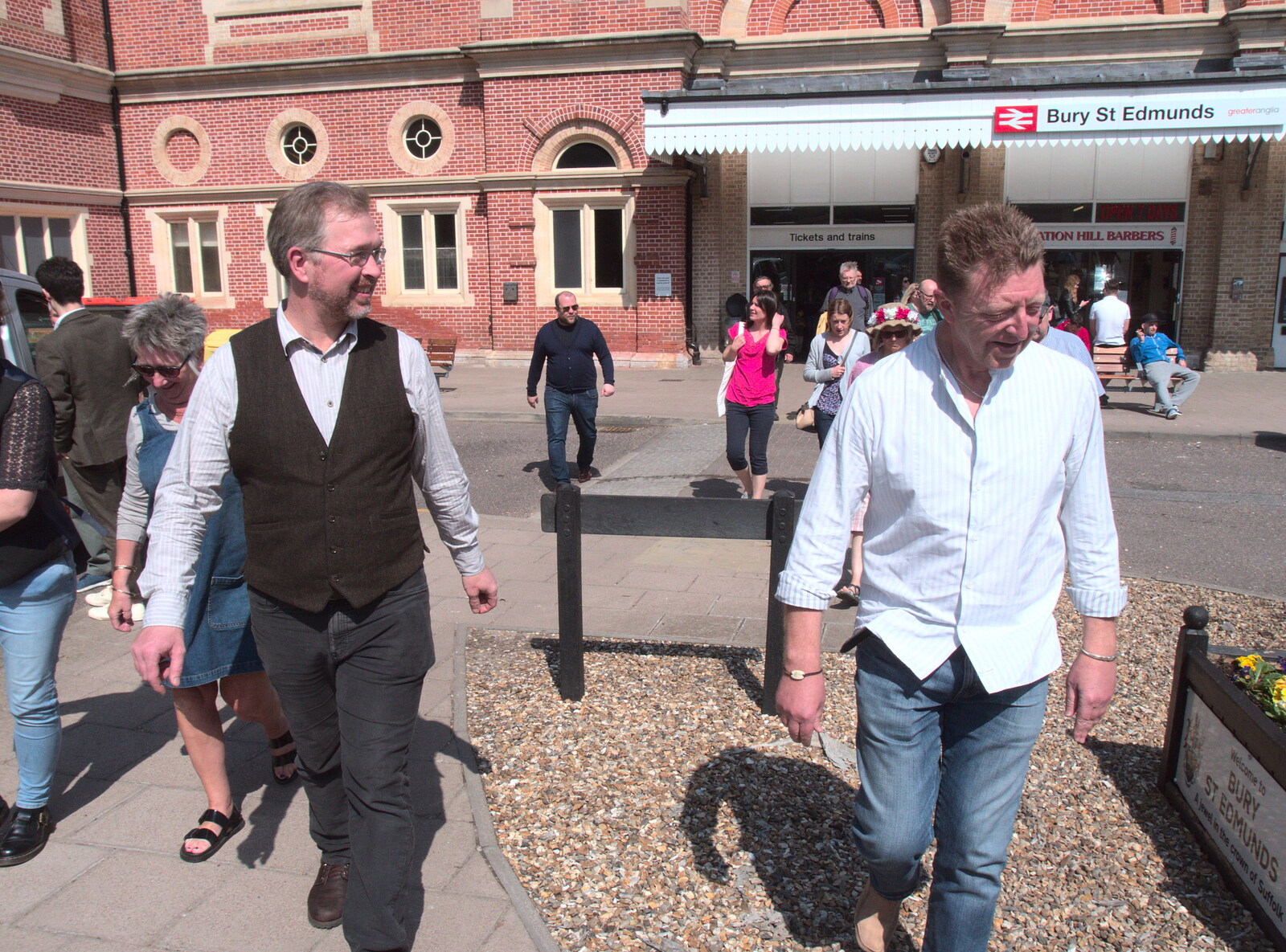 Marc and Gaz outside Bury St Edmunds station from The East Anglian Beer Festival, Bury St. Edmunds, Suffolk - 21st April 2018