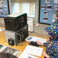 Harry tries out the Morse code key, A Trip to Blickling Hall, Aylsham, Norfolk - 29th April 2018