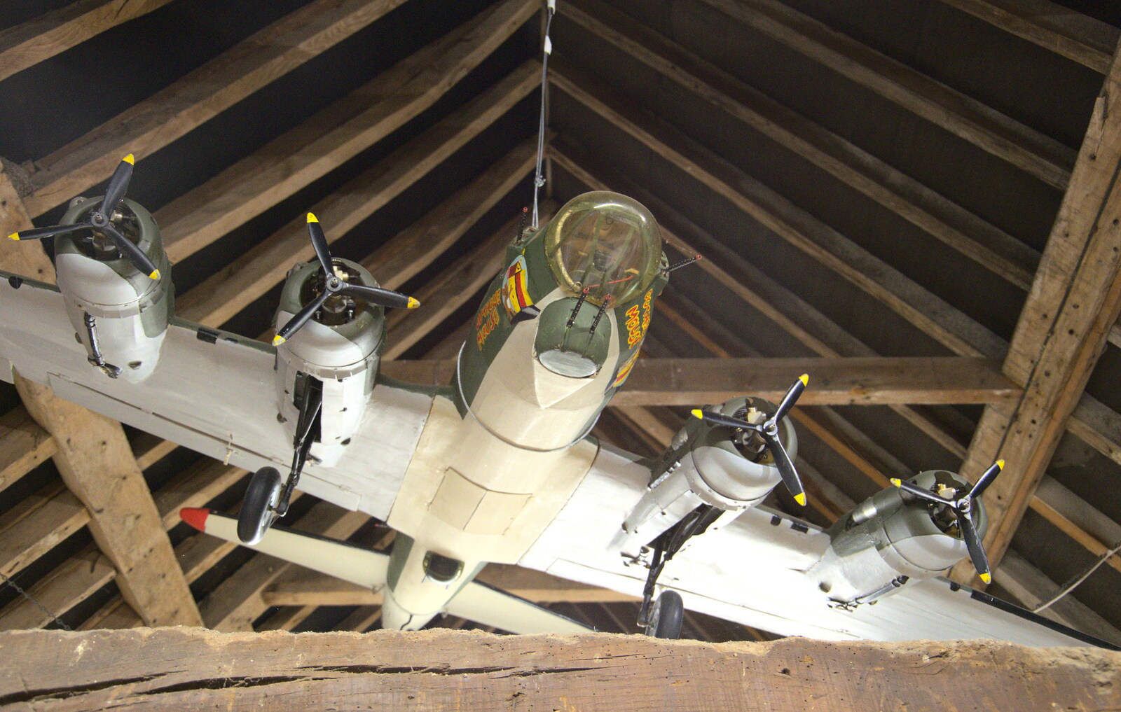 A big model aeroplane hangs from the roof from A Trip to Blickling Hall, Aylsham, Norfolk - 29th April 2018