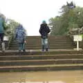 Walking up wet steps in wellies, A Trip to Blickling Hall, Aylsham, Norfolk - 29th April 2018