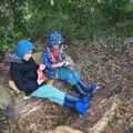 The boys eat a snack, A Trip to Blickling Hall, Aylsham, Norfolk - 29th April 2018