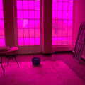 2018 A pink room, thanks to pink plastic on the windows