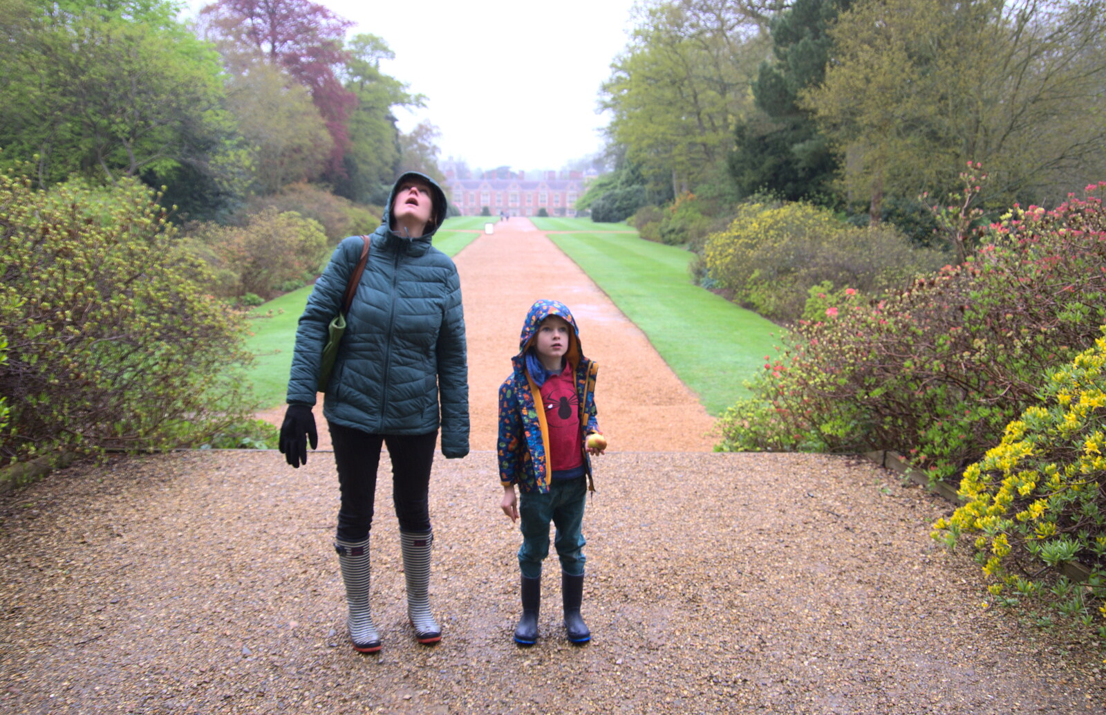 Isobel and Harry look up from A Trip to Blickling Hall, Aylsham, Norfolk - 29th April 2018