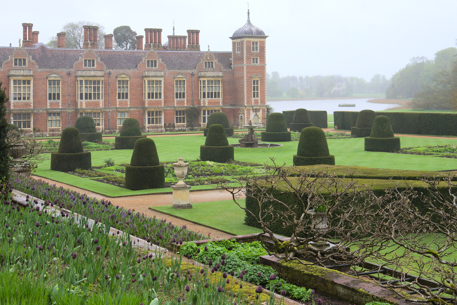 A view over the topiary and Blickling's lake from A Trip to Blickling Hall, Aylsham, Norfolk - 29th April 2018