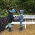 Fred empties a wellington boot out, A Trip to Blickling Hall, Aylsham, Norfolk - 29th April 2018