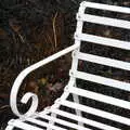 A white bench contrasts with black grasses, A Trip to Blickling Hall, Aylsham, Norfolk - 29th April 2018