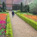 The boys run through the tulip garden, A Trip to Blickling Hall, Aylsham, Norfolk - 29th April 2018