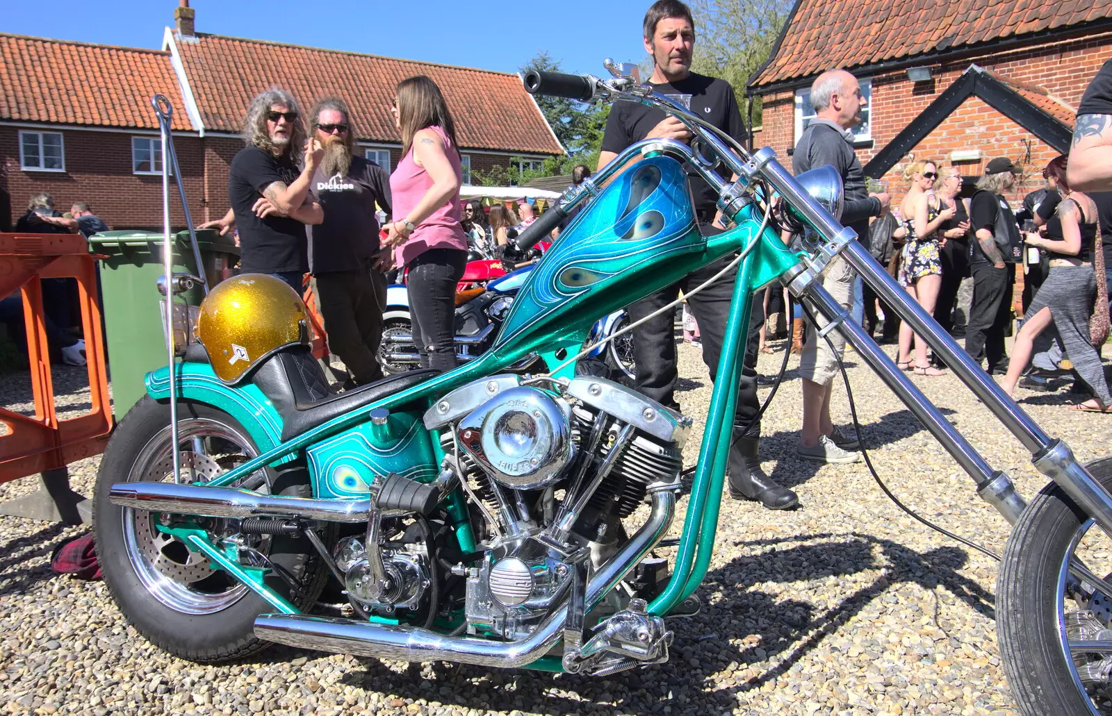 An electric-green chopper, from Beer, Bikes and Bands, Burston Crown, Burston, Norfolk - 6th May 2018