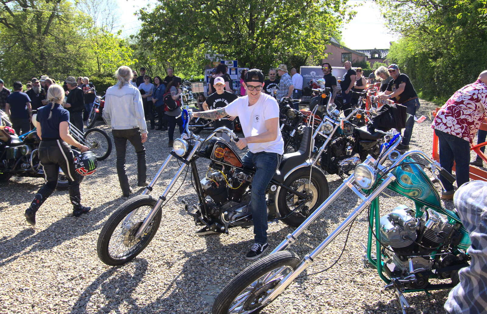 Another chopper parks up from Beer, Bikes and Bands, Burston Crown, Burston, Norfolk - 6th May 2018