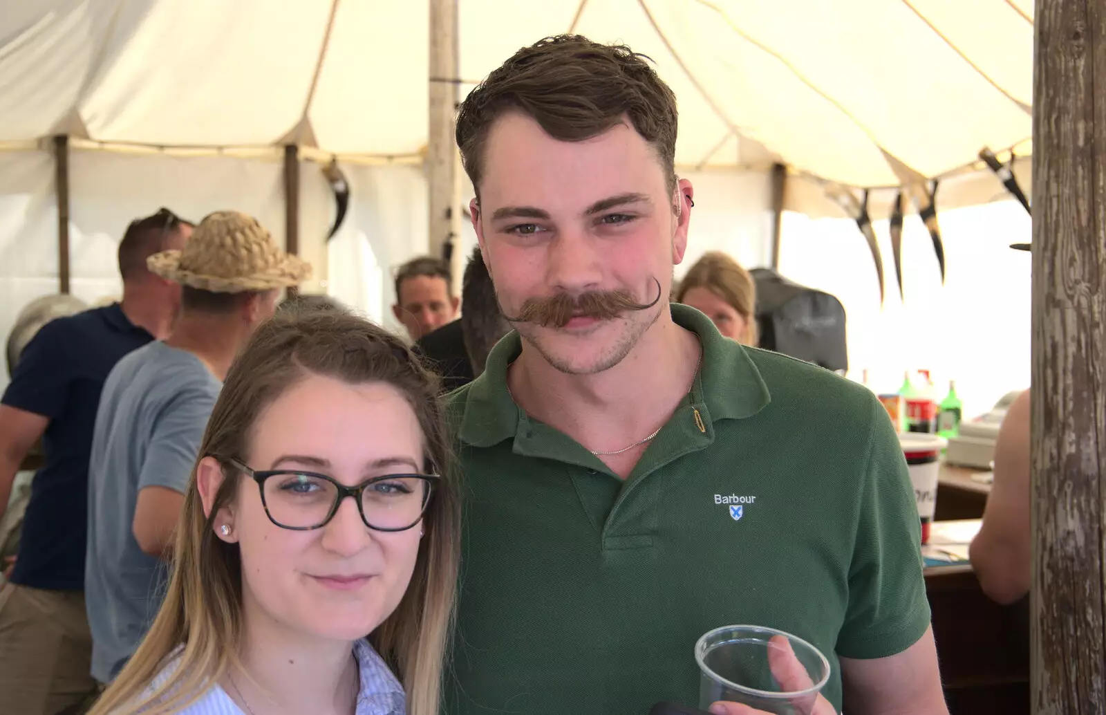 Suey takes a photo of a twirly moustache, from Beer, Bikes and Bands, Burston Crown, Burston, Norfolk - 6th May 2018