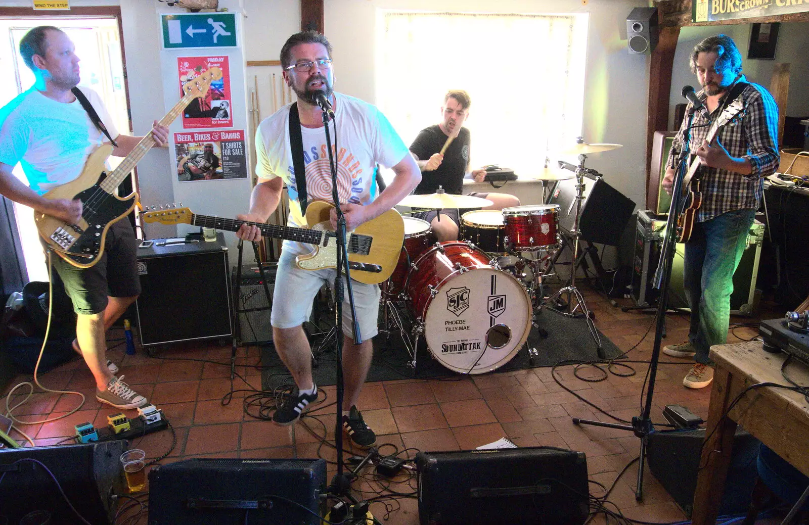 The band kicks off, from Beer, Bikes and Bands, Burston Crown, Burston, Norfolk - 6th May 2018